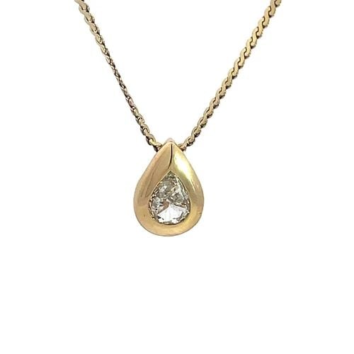 DIAMOND GOLD TEARDROP PENDANT NECKLACE 14K YELLOW CHAIN SOLITAIRE NECKLACE (1 of 2)