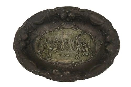 GEORGE ROTH & CO. STERLING SILVER BOWL ANTIQUE REPOUSSE PARTY SCENE GERMANY (1 of 2)