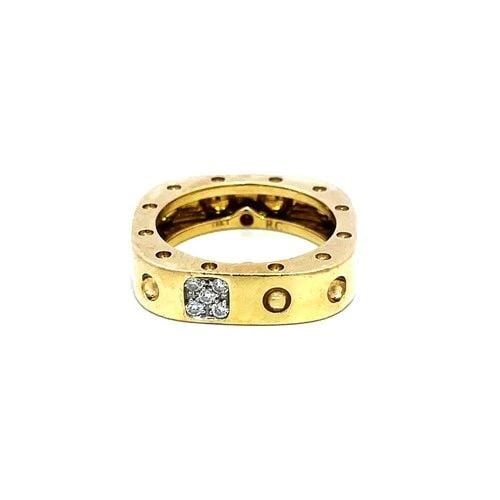 ROBERTO COIN POIS MOI GOLD RING DIAMOND 18K YELLOW SQUARE SHAPE SIZE 6: ROBERTO COIN POIS MOI GOLD RING DIAMOND 18K YELLOW SQUARE SHAPE SIZE 6 The Roberto Coin Pois Moi gold ring is a stunning piece of fine jewelry crafted in 18k yellow gold with a square shape design. Th