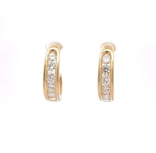 1.00CT DIAMOND 14K YELLOW GOLD CURVED HOOP EARRINGS LIQUIDATION! (1 of 2)