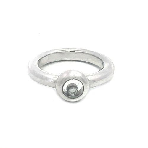 CHOPARD HAPPY DIAMOND GOLD RING 18K WHITE ROUND SINGLE FLOATING STYLE (1 of 2)