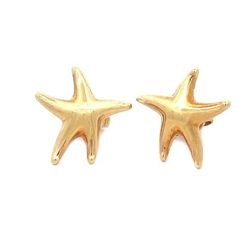 TIFFANY & CO. PERETTI STARFISH STUD EARRINGS 18K YELLOW GOLD (1 of 2)