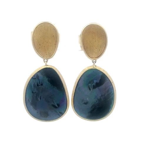 MARCO BICEGO LUNARIA GOLD EARRINGS 18K YELLOW MOTHER OF PEARL DANGLE STYLE: MARCO BICEGO LUNARIA GOLD EARRINGS 18K YELLOW MOTHER OF PEARL DANGLE STYLE The Marco Bicego Lunaria Gold Earrings are exquisite pieces crafted from 18k yellow gold with a dangle style design featuring