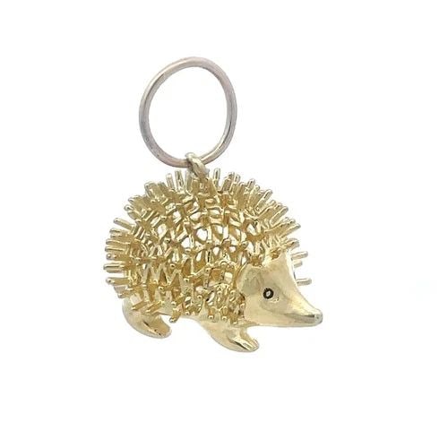 GOLD PORCUPINE CHARM PENDANT 14K YELLOW DOME SHAPE: This charming pendant features a Porcupine crafted from 14k yellow gold, it showcases a whimsical and playful porcupine with its thorny back and smooth polished face and feet, this pendant is perfect 