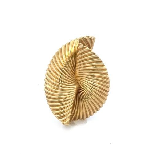 CARTIER VINTAGE GOLD BROOCH 14K YELLOW SWIRL SHELL DESIGN (1 of 2)