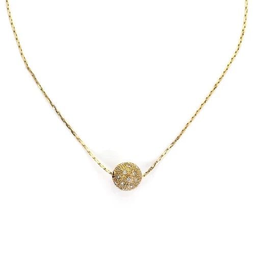 DIAMOND SLIDE BALL PENDANT 18K YELLOW GOLD 12MM 14K GOLD CHAIN (1 of 2)