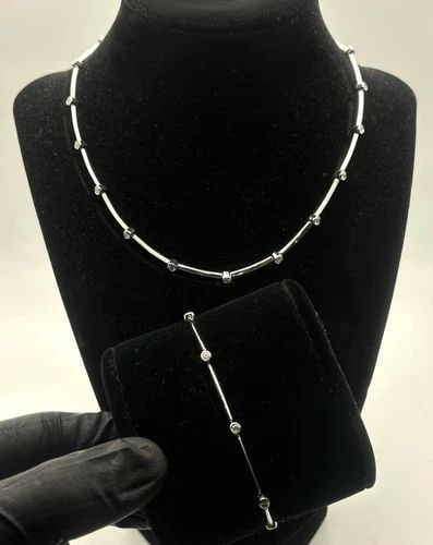 TIFFANY & CO. PLATINUM, DIAMOND NECKLACE & BRACELET (15" & 7") 40.4G TOTAL (1 of 1)