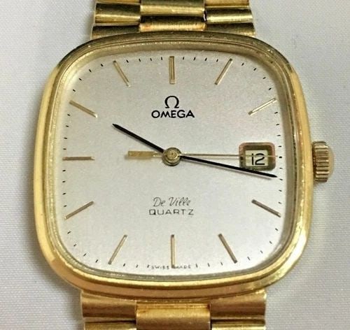 OMEGA WATCH, 18K YELLOW GOLD CASE & BAND, VINTAGE, QUARTZ, 32MM CASE 85.2 GRAMS (1 of 1)
