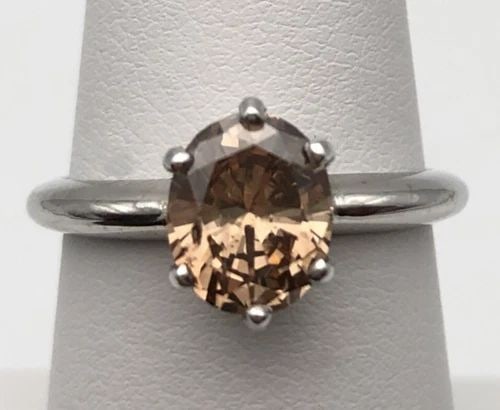 14K WHITE GOLD RING WITH SOLITAIRE 1.50CT CHOCOLATE DIAMOND (SIZE 7) 3 GRAM (1 of 1)