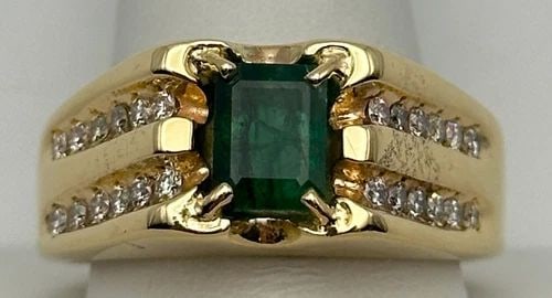 14K GOLD RING 1.45CT NATURAL EMERALD & 0.50CTW DIAMONDS (SIZE: 15.5) 21.5 GRAM (1 of 1)