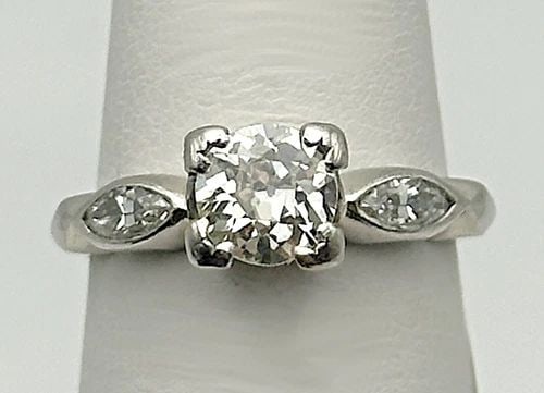 ANTIQUE PLATINUM RING WITH 1.30CTW DIAMONDS, 1CT VS CENTER (SIZE 5.5) 3.5 GRAM (1 of 1)