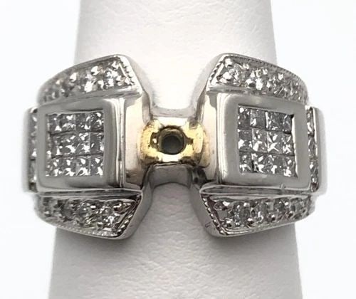 PLATINUM RING SEMI-MOUNT, 1.0CTS DIAMONDS (NO HEAD) (SIZE 6.75) 21 GRAM (1 of 1)