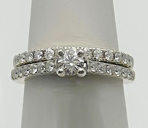 TOLKOWSKY 14K WHITE GOLD 1.02CT DIAMOND RINGS ENGAGEMENT SET SIZE: 7 (1 of 1)