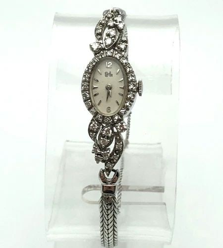 VINTAGE GENSLER LEE 14K WHITE GOLD (CASE ONLY) WATCH 17J WITH 0.75CTW DIAMONDS (1 of 1)