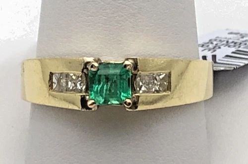 NEW 18K GOLD RING WITH NATURAL EMERALD, 0.33CTS OF DIAMONDS ( SIZE: 11 ) 7.3G (1 of 1)