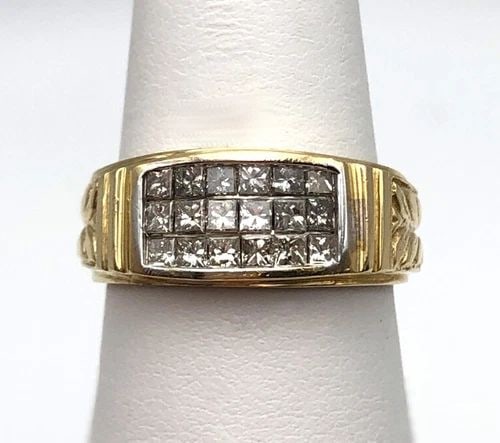 14K GOLD RING, 1.15CTS OF INVISIBLE SET NATURAL DIAMONDS ( SIZE: 8 ) 8.2G (1 of 1)