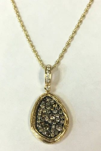 14K GOLD ALLISON KAUFMAN PENDANT & CHAIN, MULTICOLORED DIAMONDS (18 INCH) (1 of 1)
