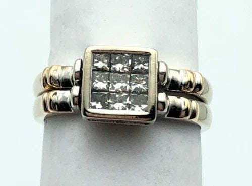 14K WHITE GOLD NATURAL RUBY/DIAMOND REVERSIBLE RING WITH GOLD TRIM (1 of 1)