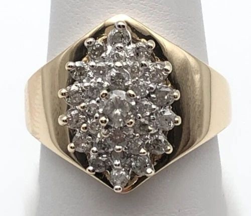 14K GOLD CLUSTER RING 0.80CTS NATURAL DIAMONDS (SIZE: 8) 7.8 GRAMS (1 of 1)