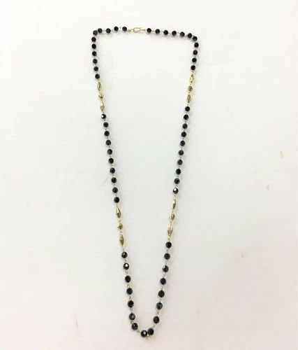 14K YELLOW GOLD NECKLACE WITH ONYX BEADS ( 22 INCH ) 8.2G (1 of 1)