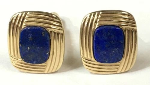 14K YELLOW GOLD, DOLAN BULLOCK CUFFLINKS WITH NATURAL BLUE LAPIS 8.1G (1 of 1)