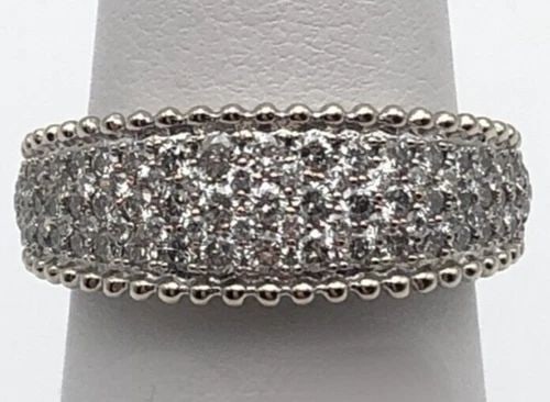 14K WHITE GOLD BAND/RING WITH 0.90CTW NATURAL DIAMONDS ( SIZE: 7 ) 4.8 GRAMS (1 of 1)