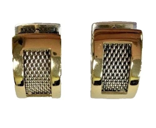 CAROLEE 18K YELLOW GOLD & STERLING SILVER EARRINGS, TWO TONED, 12.3G: CAROLEE STERLING SILVER WITH 18K YELLOW GOLD TWO TONED EARRINGS Carolee Sterling Silver with 18k Yellow Gold Two Toned Earrings You are bidding on a pre-owned Carolee Sterling Silver with 18k Yellow G