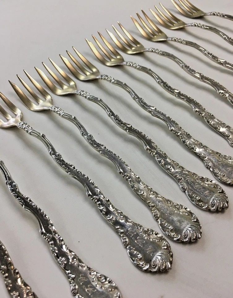 STERLING SILVER SMALL FORK SET (12) PIECES 180.4 GRAMS (1 of 2)