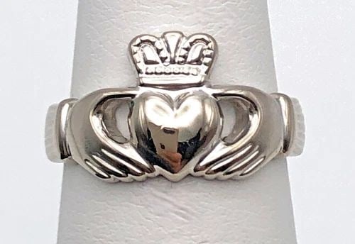 14K WHITE GOLD IRISH RING CLADDAGH (SIZE 5.5) 5.3 GRAMS (1 of 1)