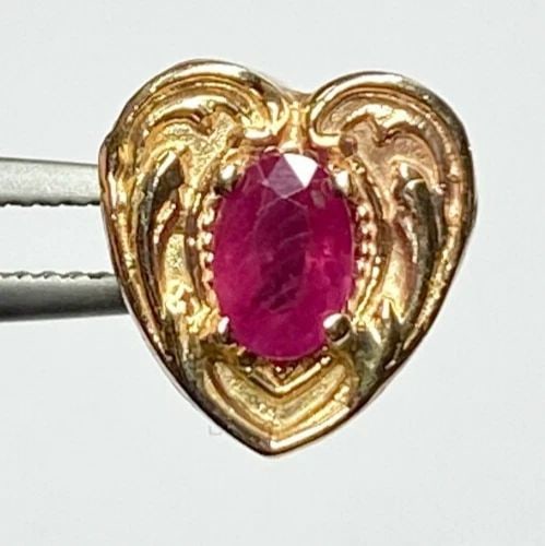 14K GOLD HEART SLIDER STYLE PENDANT WITH 0.50CT NATURAL RUBY ( 3.4 GRAMS ) (1 of 1)
