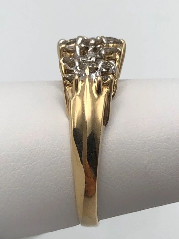 10K GOLD THREE ROW DIAMOND RING 1.0CTW (SIZE 8.5) 3.3 GRAMS (1 of 2)
