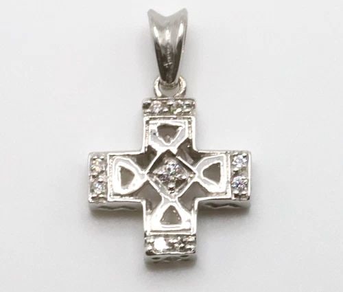 18K WHITE GOLD GREEK CROSS PENDANT WITH 0.22CTW VS DIAMONDS ( 3.5 GRAMS ) (1 of 1)