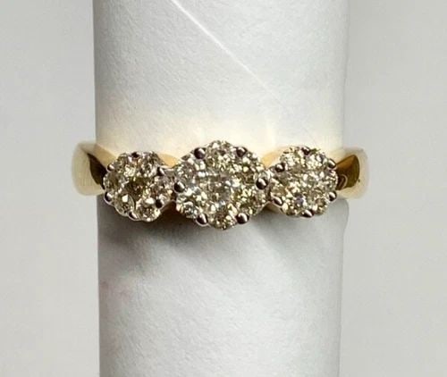 NEW 14K YELLOW GOLD RING, 0.50CTW DIAMONDS IN FLOWER SETTING (SIZE 7) 3.4G (1 of 1)