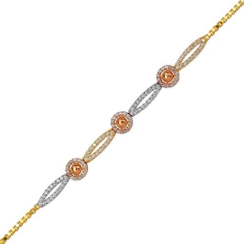 NEW 14K TRICOLOR GOLD LADIES HIGH POLISHED BRACELET (1 of 2)