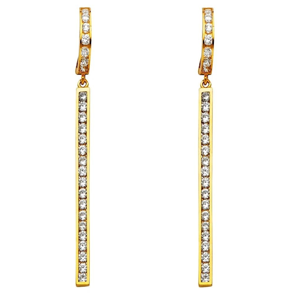NEW 14K YELLOW GOLD DANGLE HUGGIES EARRINGS (1 of 2)