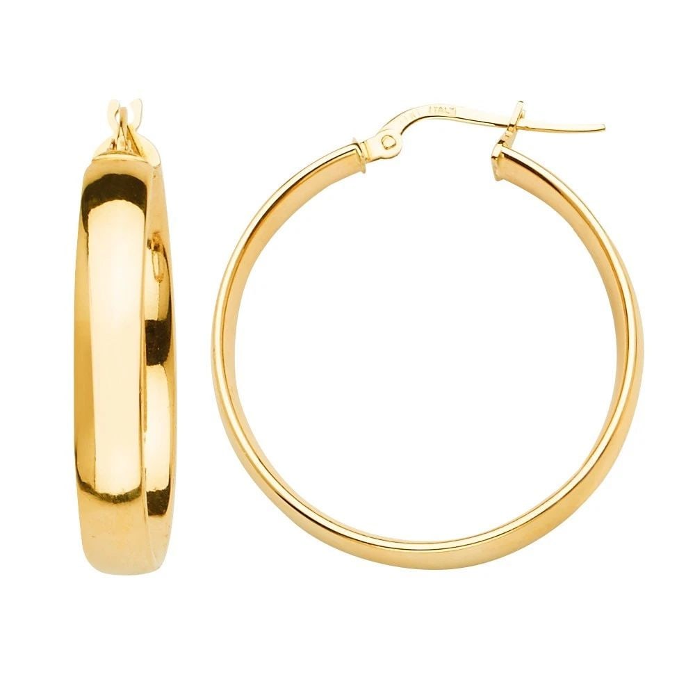 NEW 14K YELLOW GOLD BASIC HOLLOW HOOP EARRINGS (1 of 2)