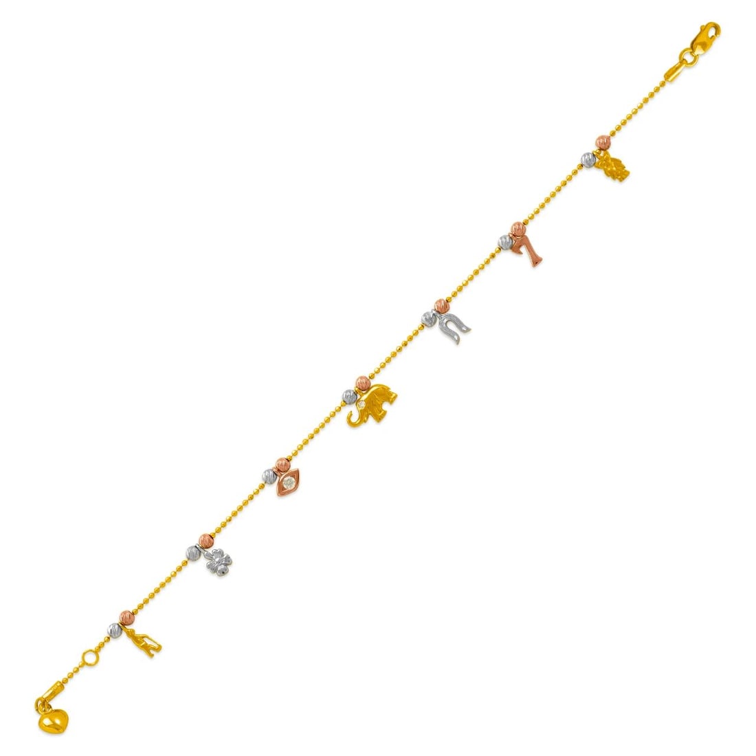 NEW 14K TRICOLOR GOLD CHARM ANKLET (1 of 2)