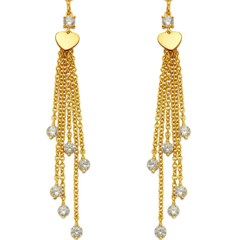 NEW 14K YELLOW GOLD FANCY HEART DANGLING EARRINGS: NEW 14K YELLOW GOLD FANCY HEART DANGLING EARRINGS FANCY HEART DANGLING EARRINGS NEW 14K YELLOW GOLD Width: Approx. 6x65mm Apx WEIGHT: 4.1g