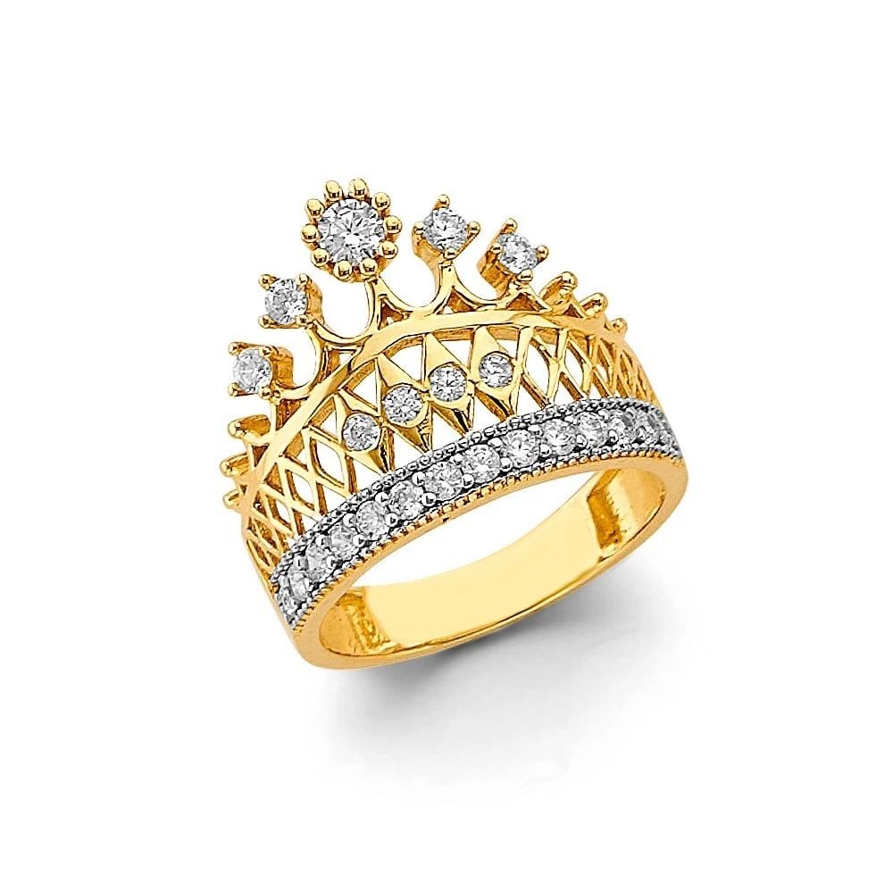NEW 14K TWO TONE GOLD CROWN RING - SIZE 10 (1 of 2)