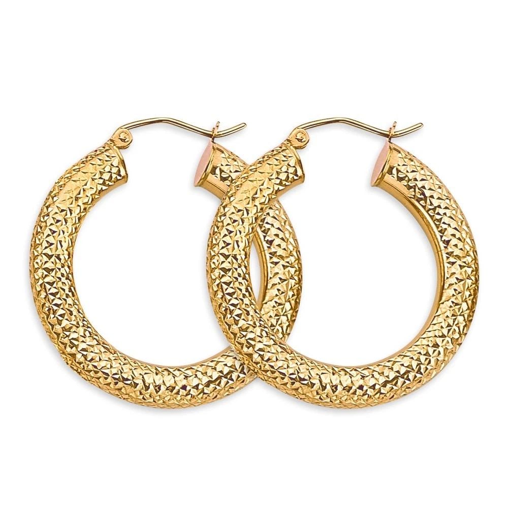 NEW 14K YELLOW GOLD 4.5MM DC ROUND TUBE HOOP EARRINGS: NEW 14K YELLOW GOLD 4.5MM DC ROUND TUBE HOOP EARRINGS 4.5MM DC ROUND TUBE HOOP EARRINGS NEW 14K YELLOW GOLD HEIGHT - 30 mm WIDTH - 30 mm Apx WEIGHT - 3.1 g