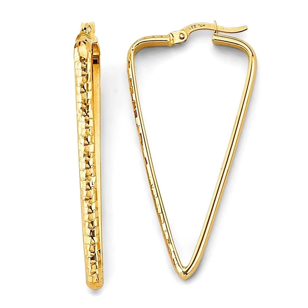 NEW 14K YELLOW GOLD DC TRIANGLE SHAPE HOOP EARRINGS (1 of 2)