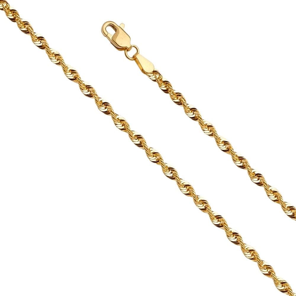 NEW 14K YELLOW GOLD 2.5MM FRENCH HOLLOW ROPE CHAIN: 14K YELLOW GOLD 2.5MM FRENCH HOLLOW ROPE CHAIN 2.5MM FRENCH HOLLOW ROPE CHAIN NEW 14K YELLOW GOLD WIDTH: 2.5mm AVERAGE Apx WEIGHT: 2.8g