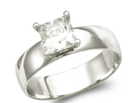 NEW 14K WHITE GOLD 5MM LADIES WHITE SOLITAIRE RING: NEW 14K WHITE GOLD 5MM LADIES WHITE SOLITAIRE RING 5MM LADIES WHITE SOLITAIRE RING NEW 14K WHITE GOLD Apx. WIDTH: 5mm Apx. WEIGHT: 3.9g