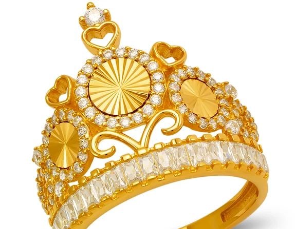 NEW 14K YELLOW GOLD FANCY TIARA RING (1 of 2)