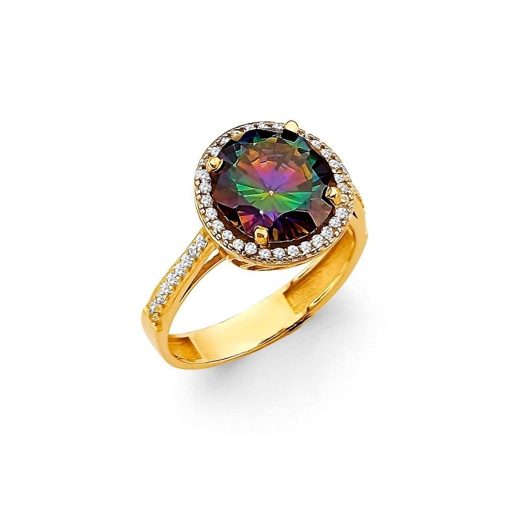 NEW 14K YELLOW GOLD FANCY MYSTIC TOPAZ RING (1 of 2)