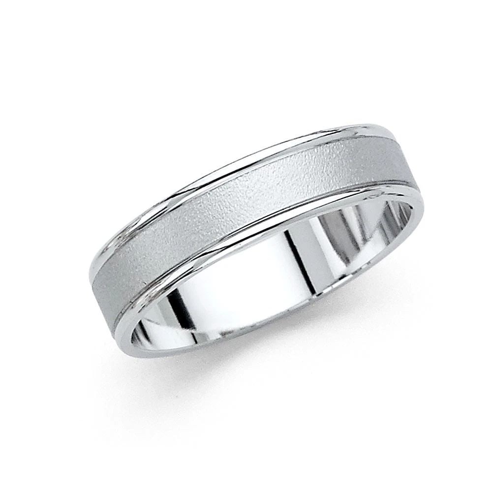 NEW 14K WHITE GOLD 5MM SAND BLASTED WEDDING BAND - SIZE 10 (1 of 2)