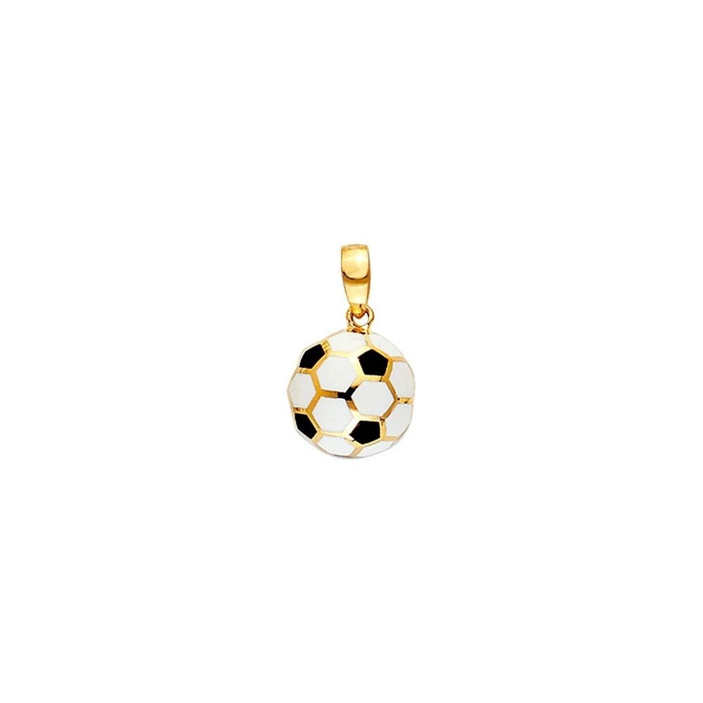 NEW 14K YELLOW GOLD 11MM ENAMEL SOCCER BALL (TRADITONAL) (1 of 2)