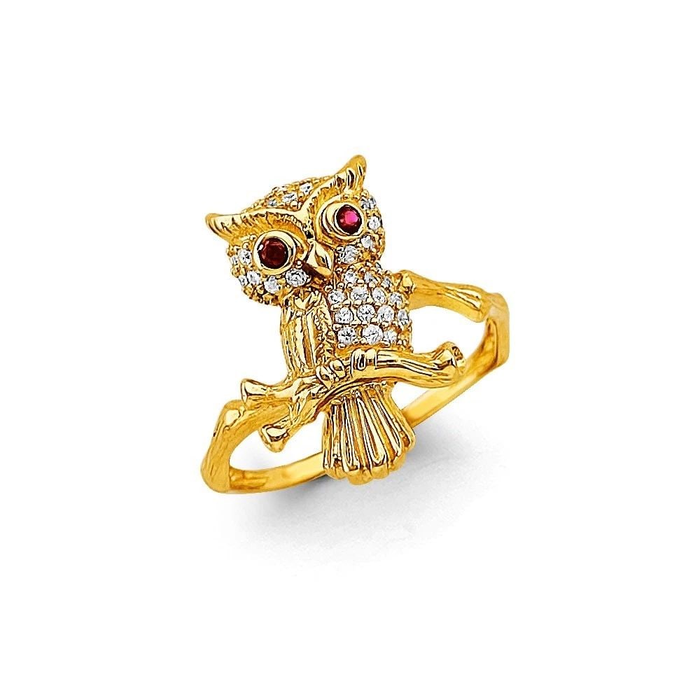 NEW 14K TWO TONE GOLD OWL RING - SIZE 10 (1 of 2)