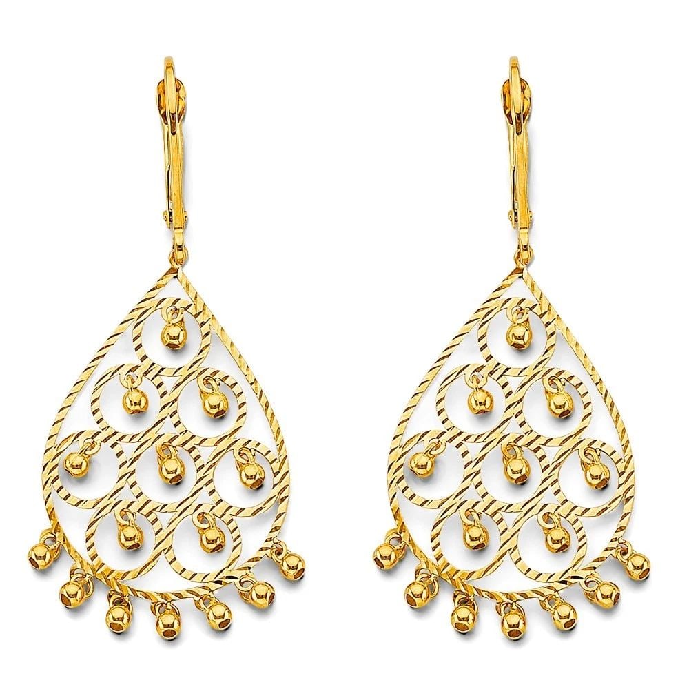 NEW 14K YELLOW GOLD DC CHANDELIER HANGING EARRINGS: NEW 14K YELLOW GOLD DC CHANDELIER HANGING EARRINGS DC CHANDELIER HANGING EARRINGS NEW 14K YELLOW GOLD HEIGHT - 45 mm WIDTH - 20 mm Apx WEIGHT - 2.9 g