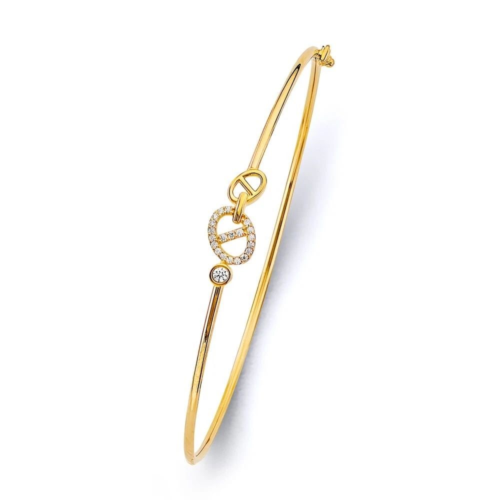 NEW 14K YELLOW GOLD LINK LIGHT FLEXIBLE BANGLE (1 of 2)